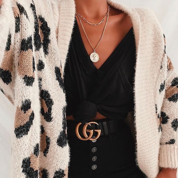 Shop_Fig Sweaters - New Cozy Leopard Oversized Fuzzy Cardigan Sweater